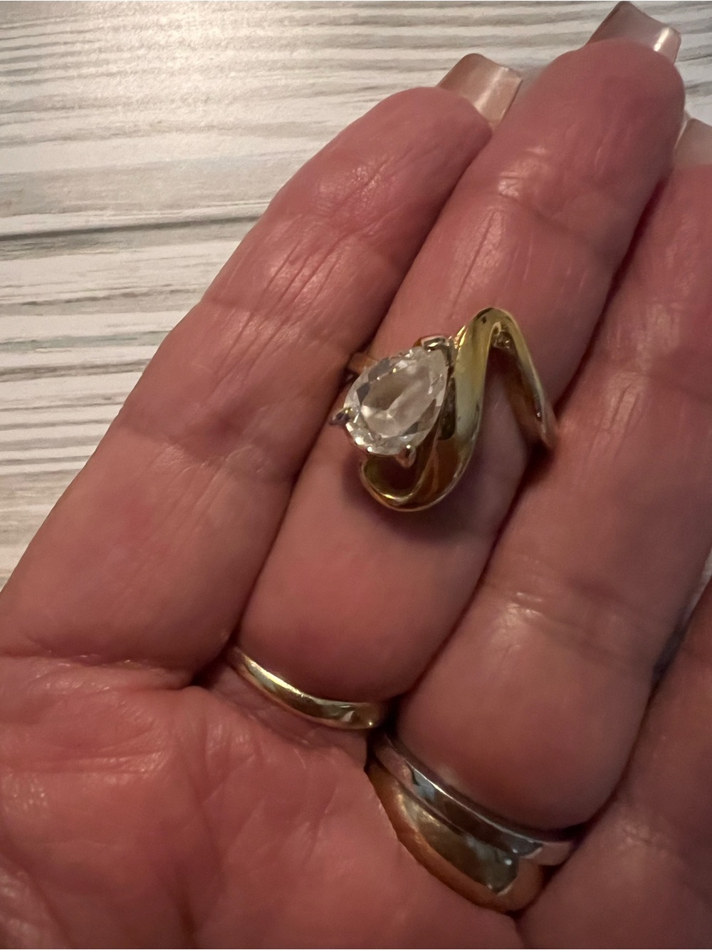 Seta Lab Created Diamond Gold Plated Swirl Designer Ring